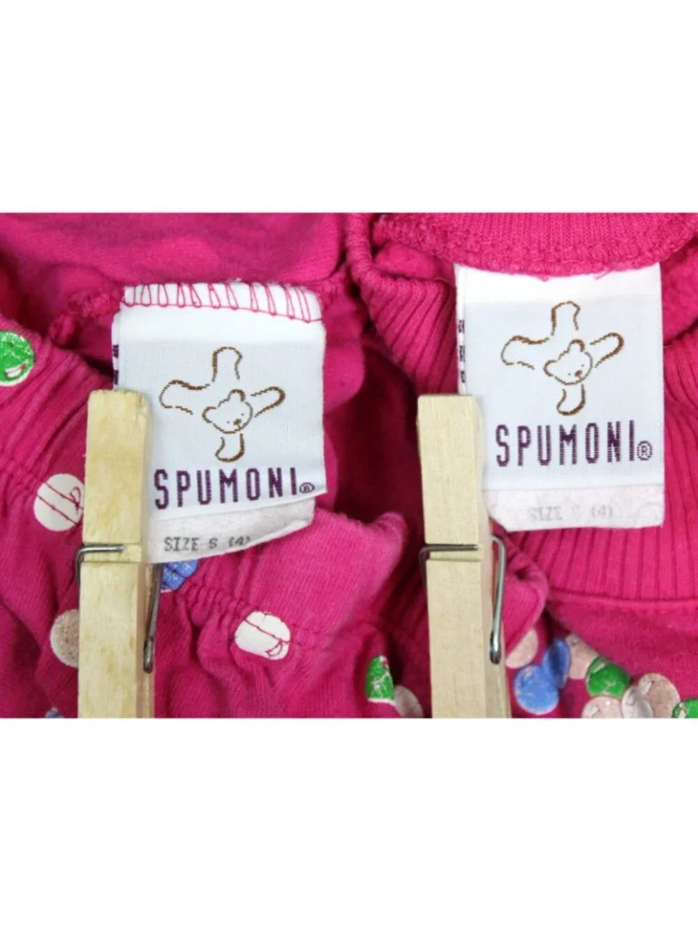 Spumoni 2pc Outfit 4 Lg Teddy Bear Bubble Gum Machine Coin Pink Sweatshirt Pants